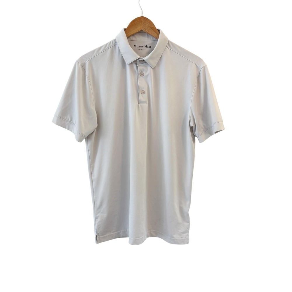 Mizzen+Main Polo Shirt Mens Size M Gray Trim Fit Performance Stretch Golf